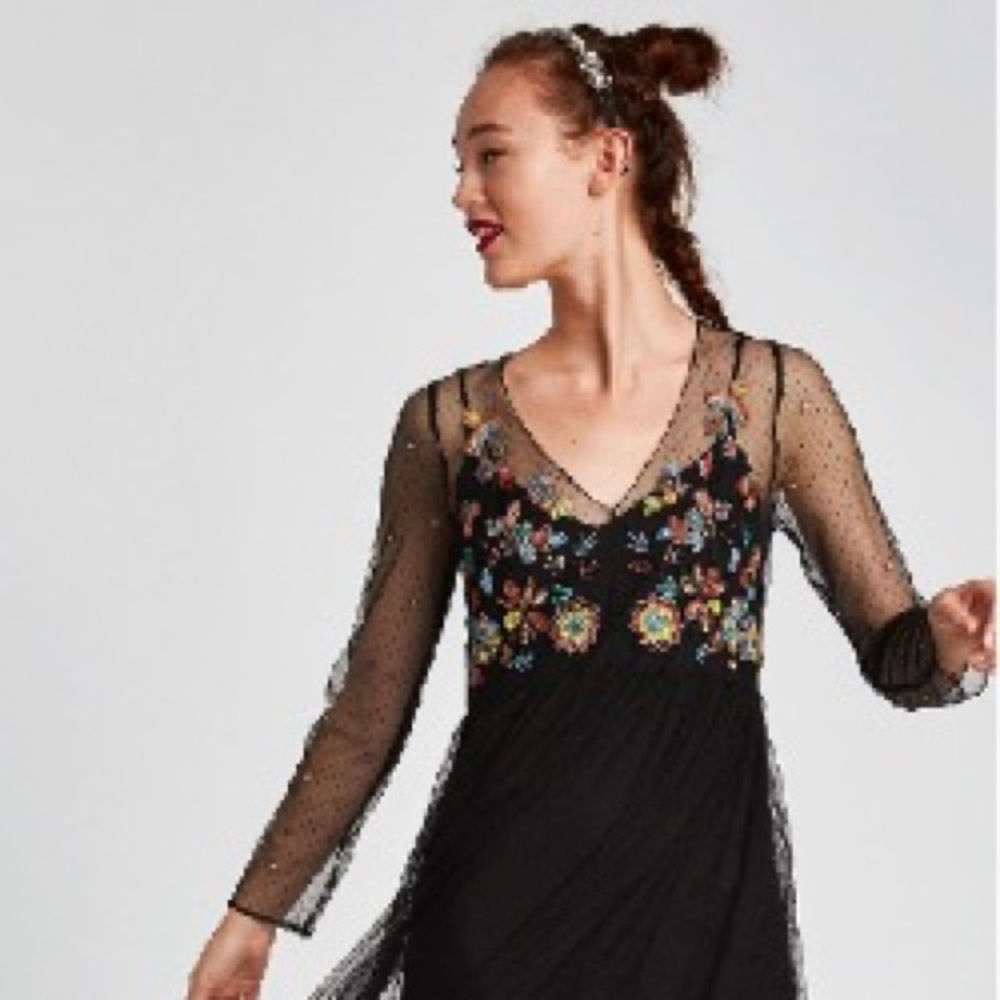 Zara beaded  dress in medium nwt